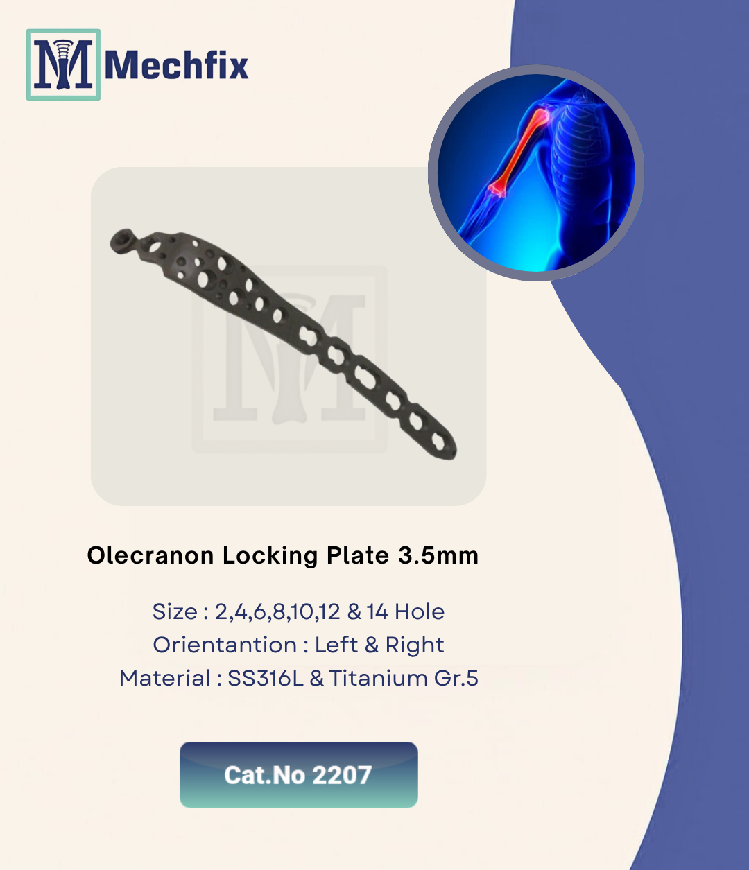 4 Olecranon Locking Plate 3.5 mm – Advanced Fracture Stabilization & Superior Strength