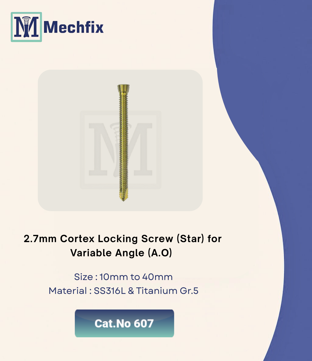 6 2.7 mm Cortex Locking Screw(Star) for Variable Angle