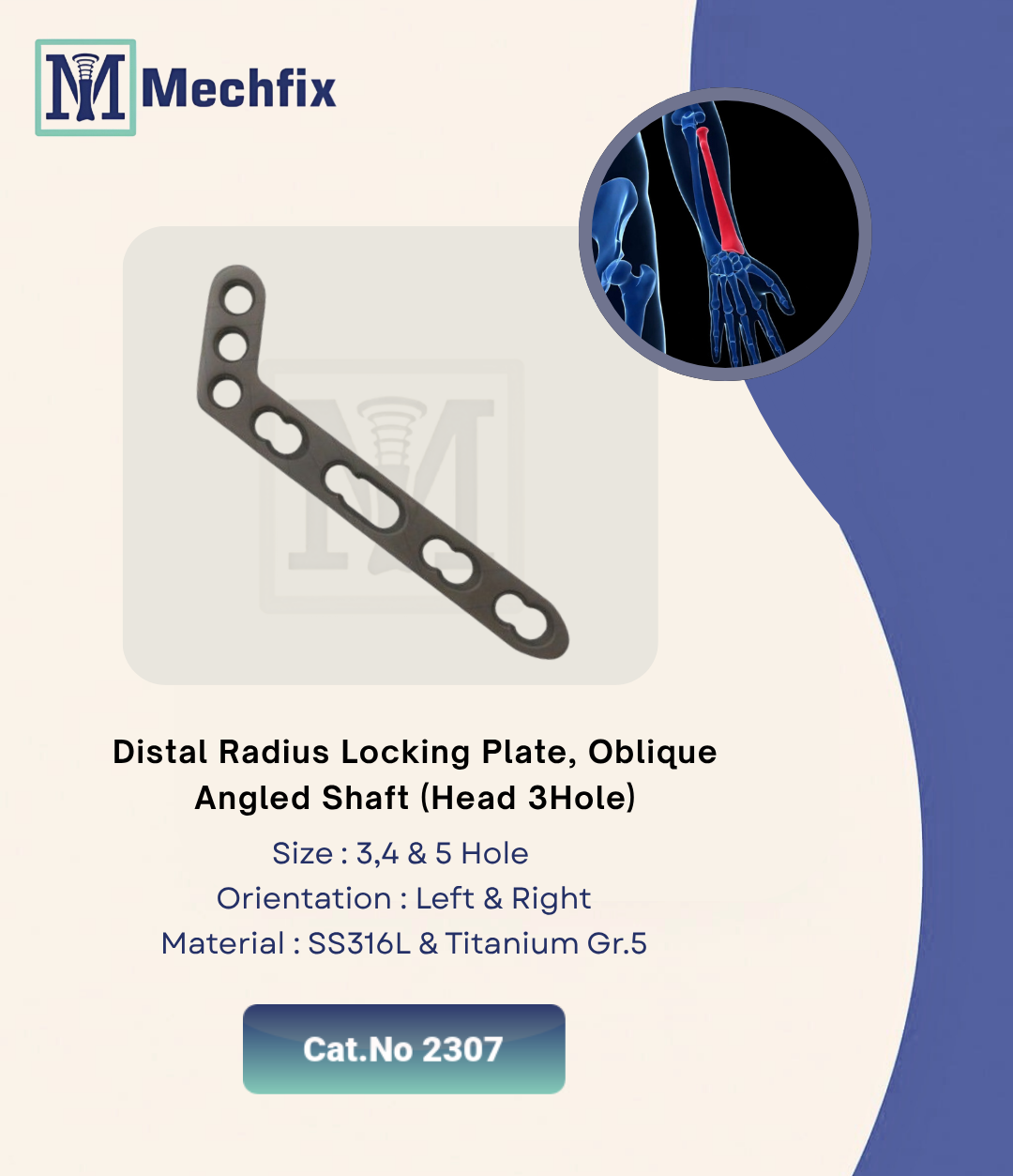 8 distal radius locking plate oblique (Head 3 hole )
